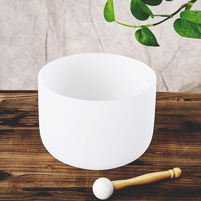 Leize Quartz Crystal Singing Bowl F Note Heart Chakra White 8" with Heavy Duty Carrying Case Sued... | Amazon (US)