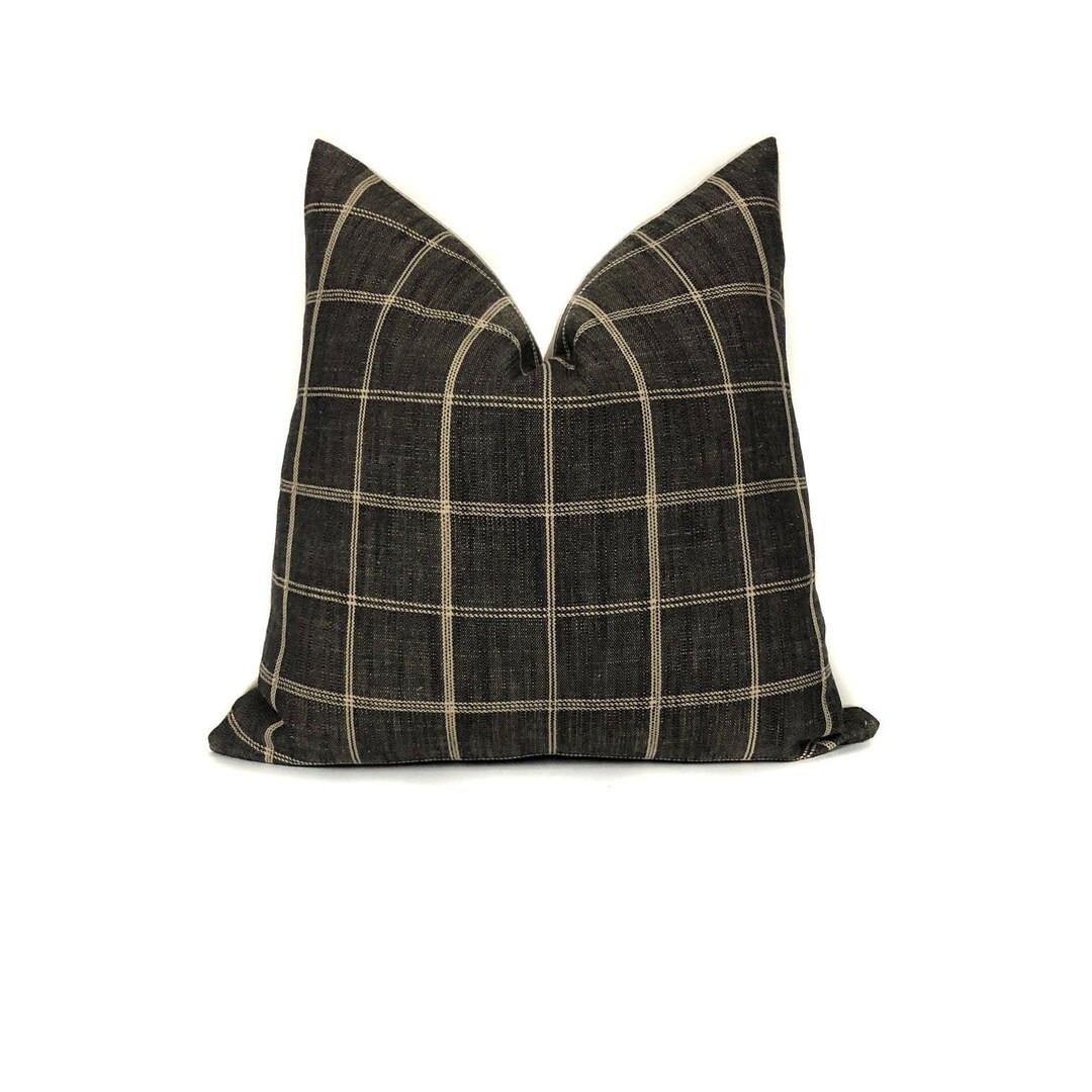 Peppercorn Windowpane Pillow Cover  Designer Pillows  - Etsy | Etsy (US)