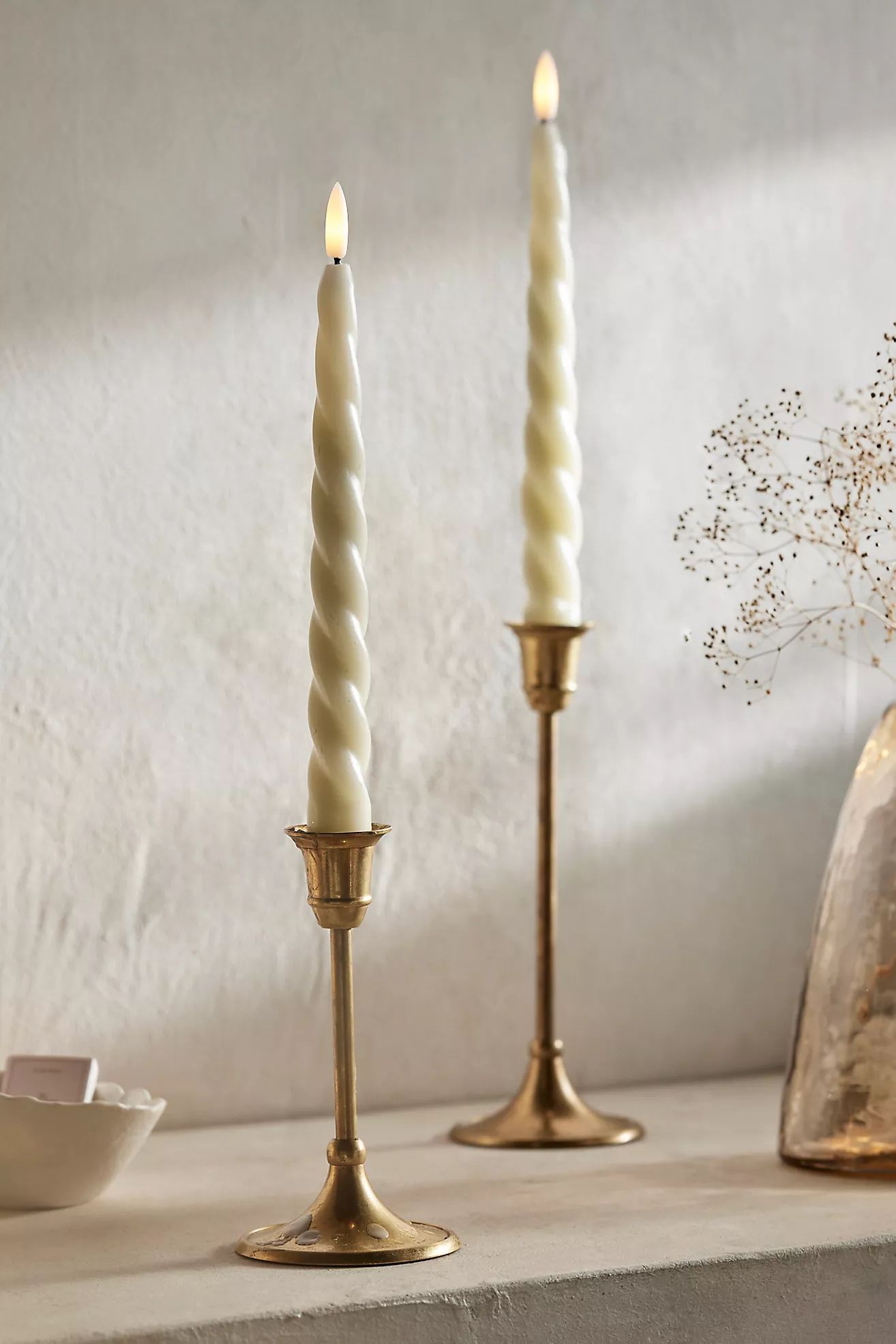 Flameless Twisty Taper Candle | Anthropologie (US)