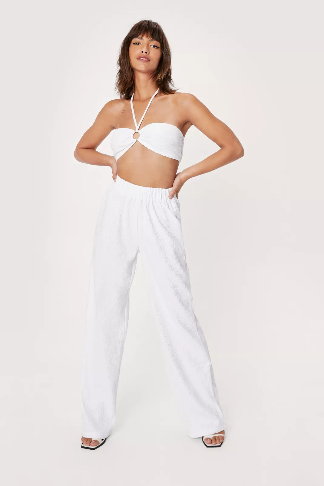 Plisse Wide Leg High Waisted Pants | Nasty Gal (US)
