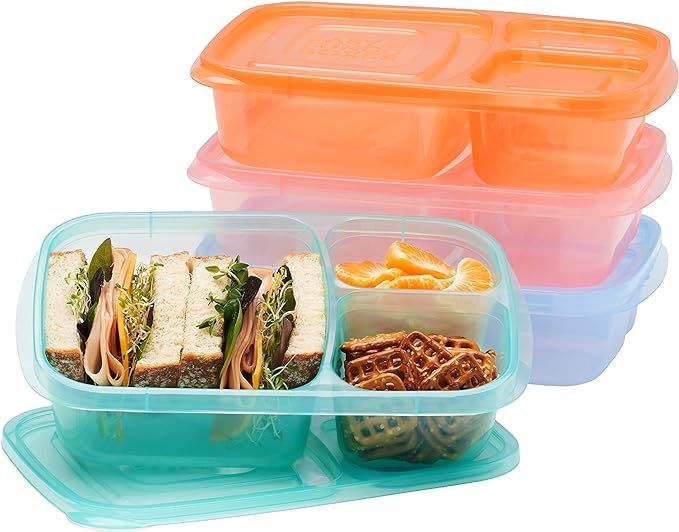 EasyLunchboxes - Bento Lunch Boxes - Reusable 3-Compartment Food Containers for School, Work, and... | Amazon (US)