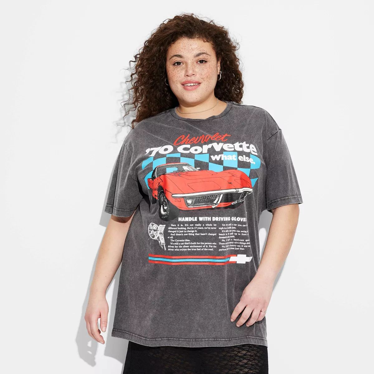 Women's 70s Corvette Oversized Short Sleeve Graphic T-Shirt - Black | Target