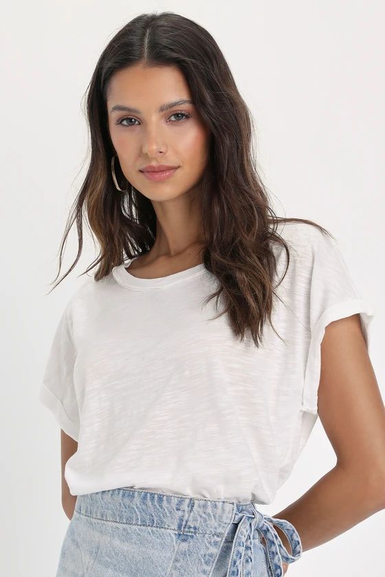 Thriving Look White Heather Short Sleeve Scoop Neck Top | Lulus (US)
