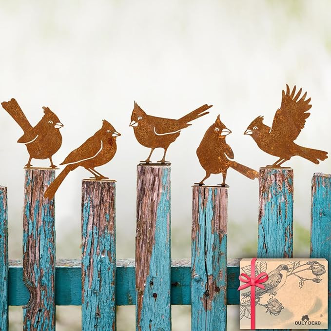 5PCS Rusty Birds Decoration, Garden Decor Spring Decorations Outdoor, Metal Birds Yard Decor Perf... | Amazon (US)