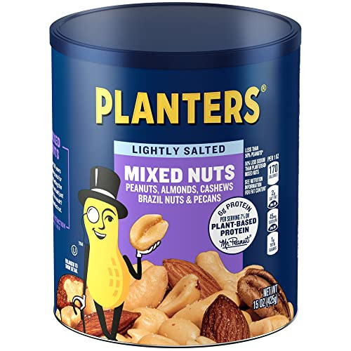 PLANTERS Lightly Salted Mix Nuts, Party Snacks, Plant-Based Protein, 15 Oz Canister | Amazon (US)