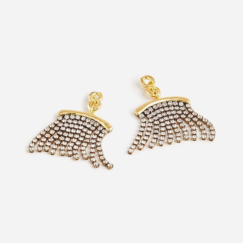 Gold-link and crystal fringe earrings | J.Crew US
