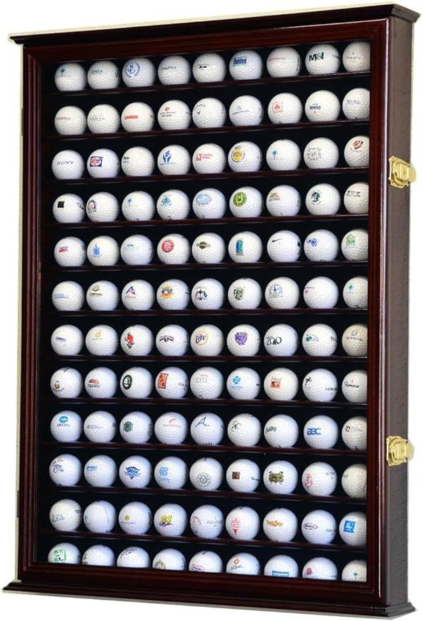 Golf Ball Display Case Holder Cabinet Wall Rack Stand Select Your Size 98% UV Lockable 5 Sizes 4 ... | Amazon (US)
