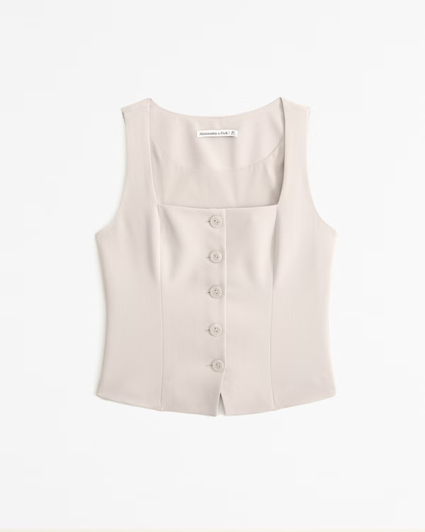 The A&F Mara Tailored Vest Squareneck Set Top | Abercrombie & Fitch (US)