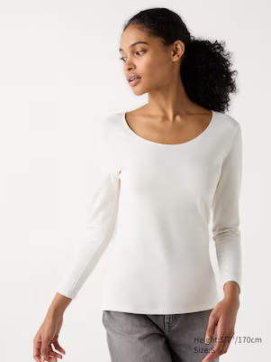 WOMEN'S HEATTECH COTTON EXTRA WARM SCOOP NECK LONG SLEEVE T-SHIRT | UNIQLO AU | Uniqlo Australia
