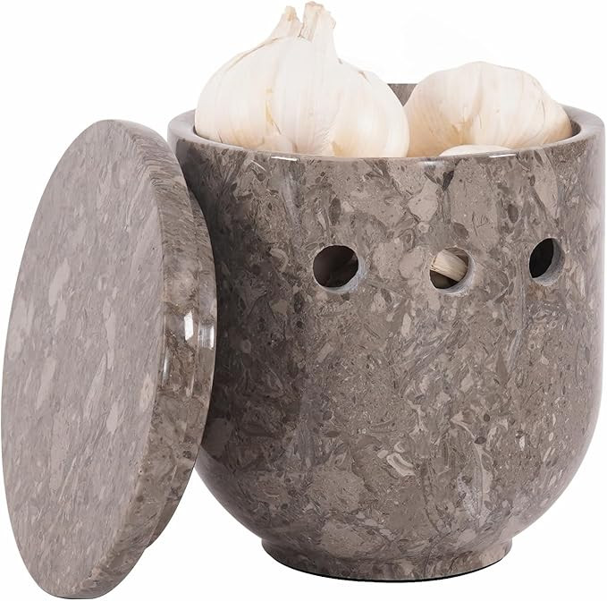 Marble Garlic Keeper for Counter 4.5 Inch Handmade Garlic Holder for Fresh Garlic Cloves, Storage... | Amazon (US)