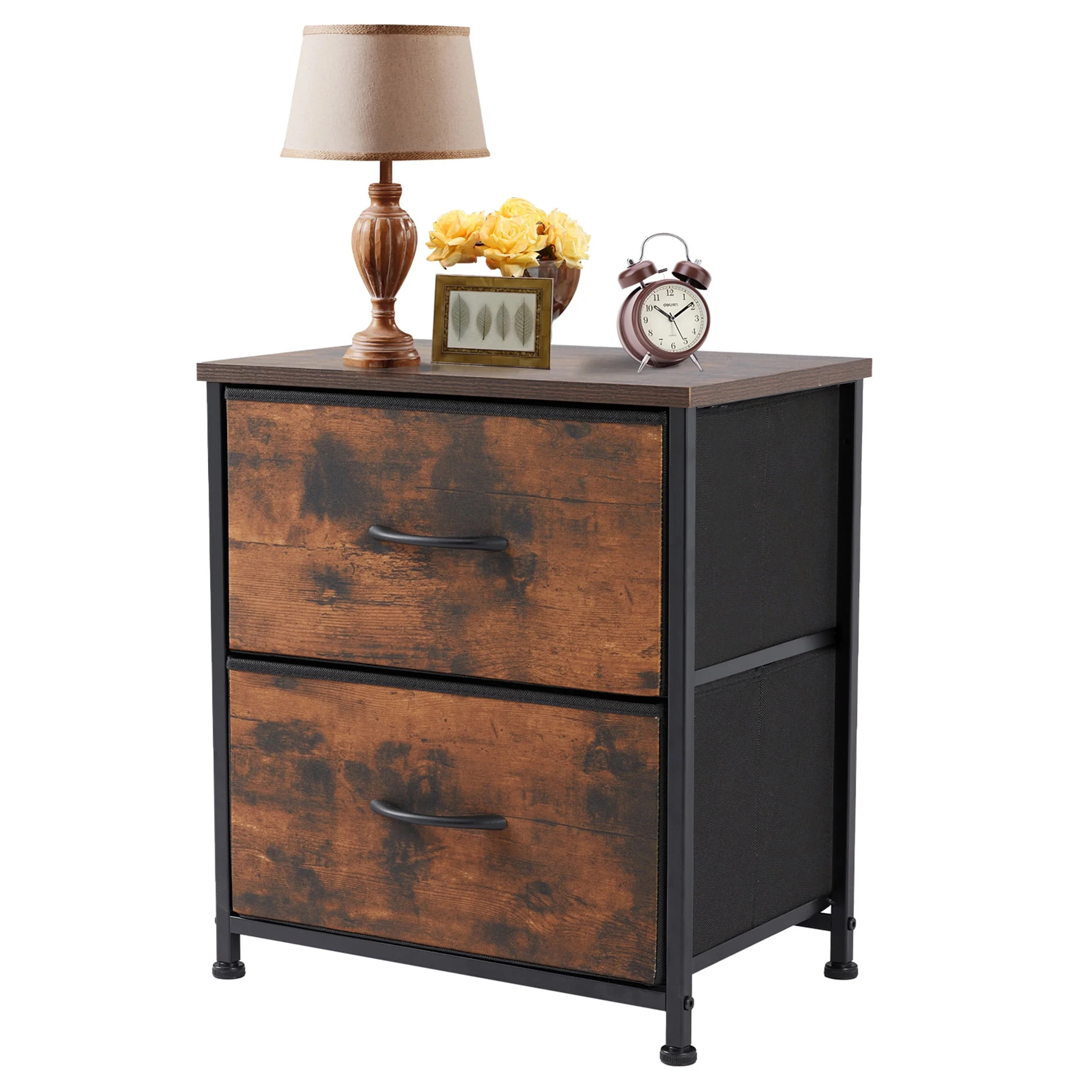CONCETTA 2 Fabric Dresser, 20 Inch Adjustable Nightstand Feet Bedside Table with Drawers for Bedroom, Entryway, Closet, Rust - Walmart.com | Walmart (US)