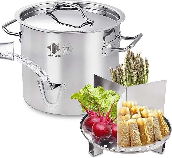 ARC 24QT Stainless Steel Tamale Steamer Pot w/Easy-fill Water Spout, 6 Gal | Amazon (US)