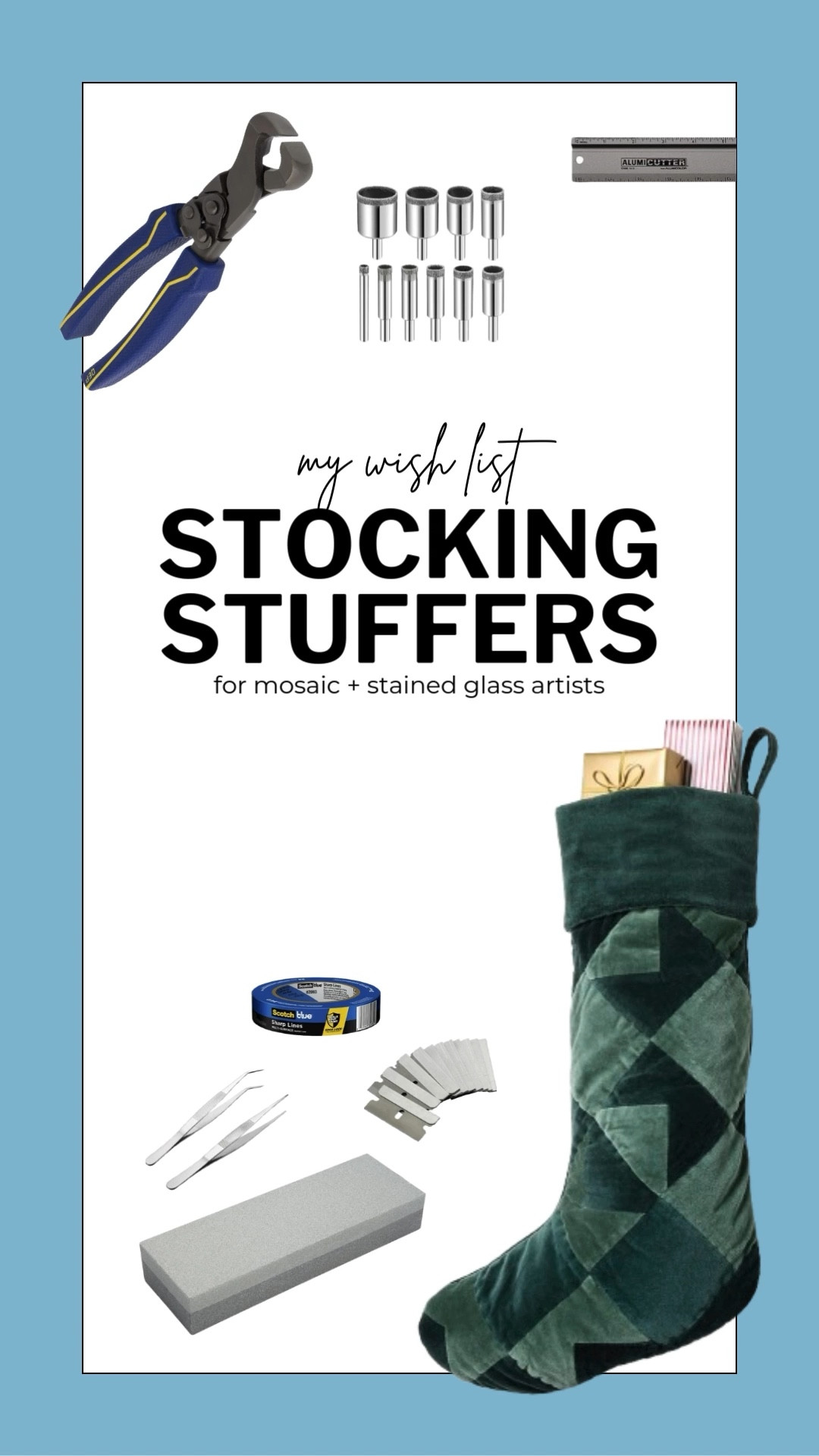 Sharing stocking stuffers for mosaic + stained glass artists — most are under $15! 🎄 For mosaic tips, tutorials, inspiration, and so much more please visit my YouTube channel: YouTube.com/julieweilbacher. Follow @julieweilbacher on Instagram for all things mosaic art. stocking stuffers - mosaic - gifts for crafters - stained glass - gifts under $15 - mosaic art - stained glass art

#LTKHoliday #LTKGiftGuide #LTKFindsUnder50