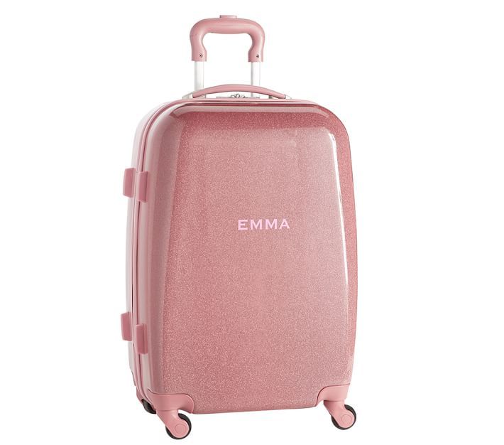 Mackenzie Pink Sparkle Glitter Hard Sided Luggage | Pottery Barn Kids