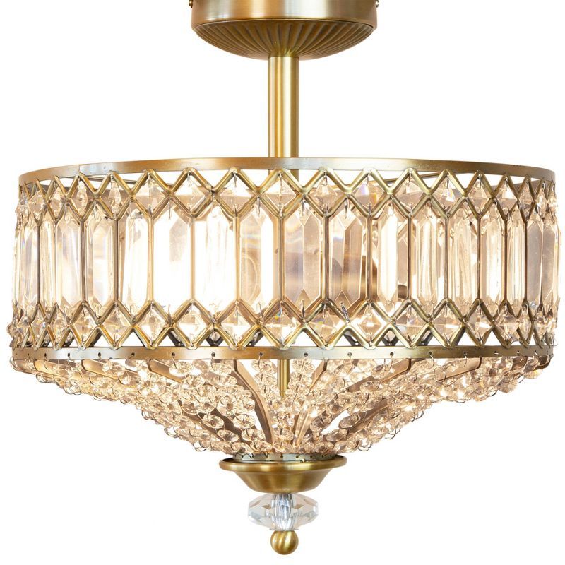 15.25" Glass/Metal Tiered Jeweled Semi Flush Mount Ceiling Lights - River of Goods | Target