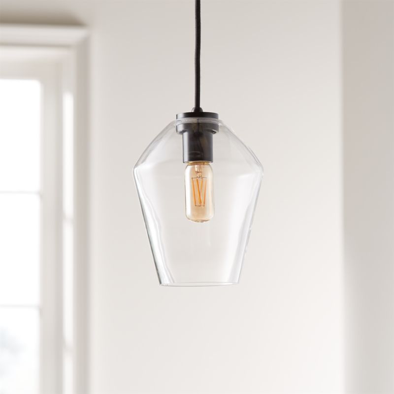 Arren Black Single Pendant with Clear Angled Shade + Reviews | Crate and Barrel | Crate & Barrel