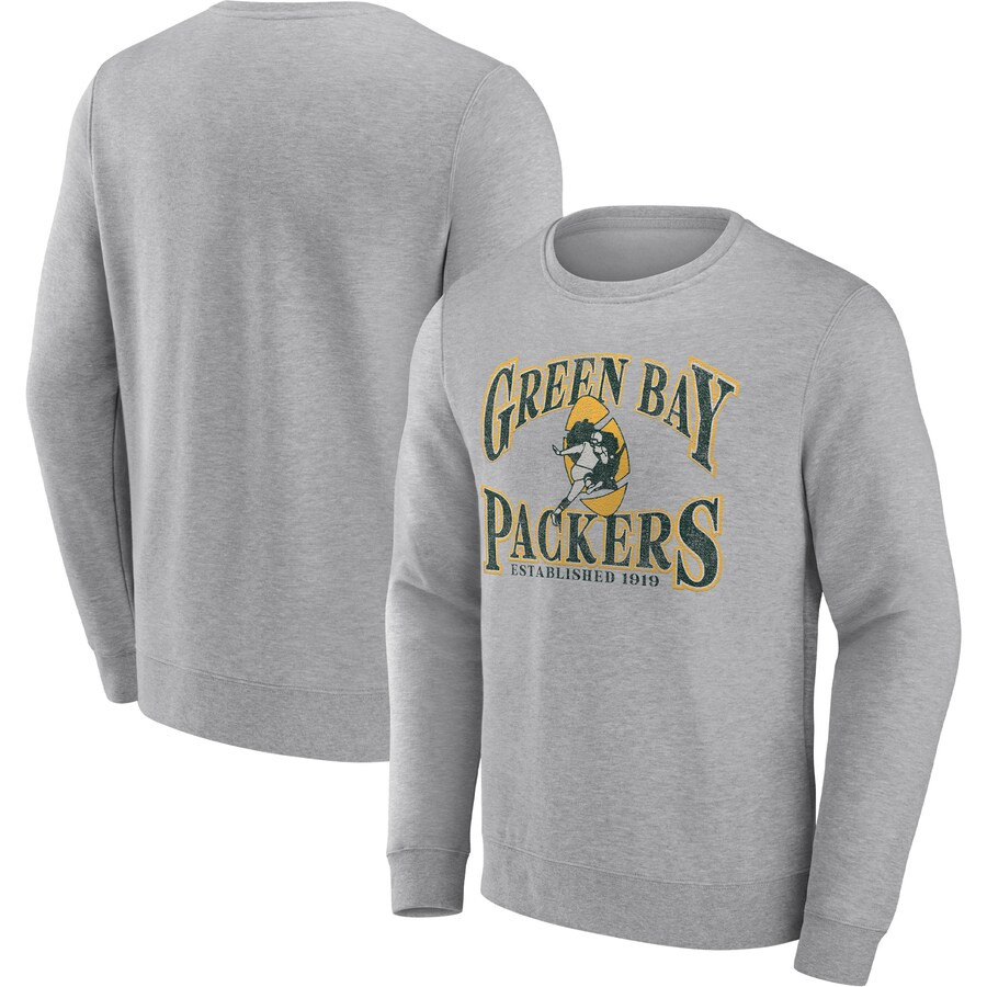 Green Bay Packers Fanatics Playability Pullover Sweatshirt - Heathered Charcoal | Fanatics