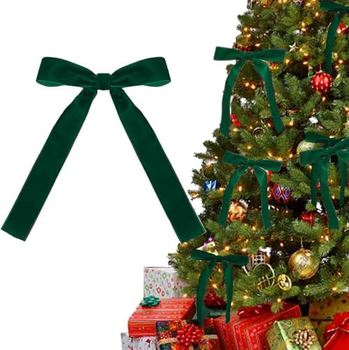 24 Pcs Green Velvet Bows for Christmas Tree, Wreath Garland Velvet Bows with Gold Twist Ties, Velvet Bows for Xmas Garland Wedding Home Tree Decorations (Green-24PC) | Amazon (US)