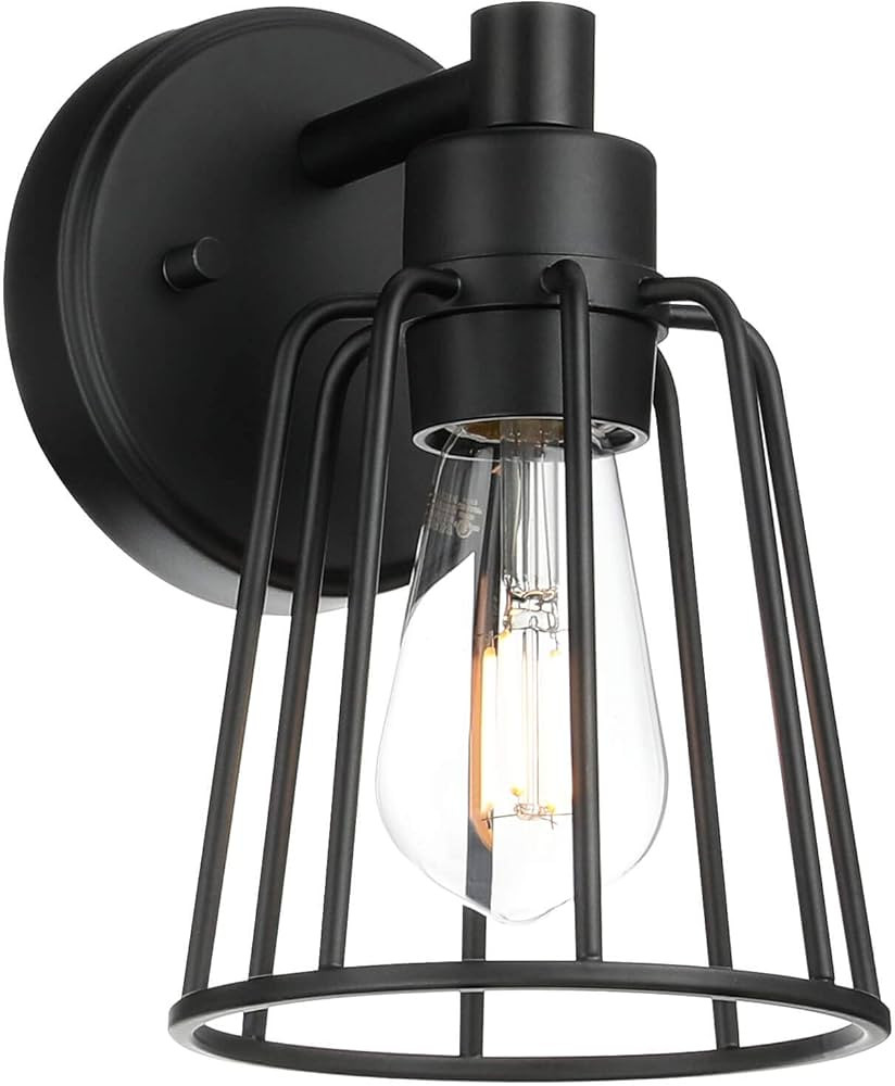 XiNBEi Lighting Wall Sconce, Vintage Cage Sconces Wall Lighting, Farmhouse Black Wall Light Fixtu... | Amazon (US)