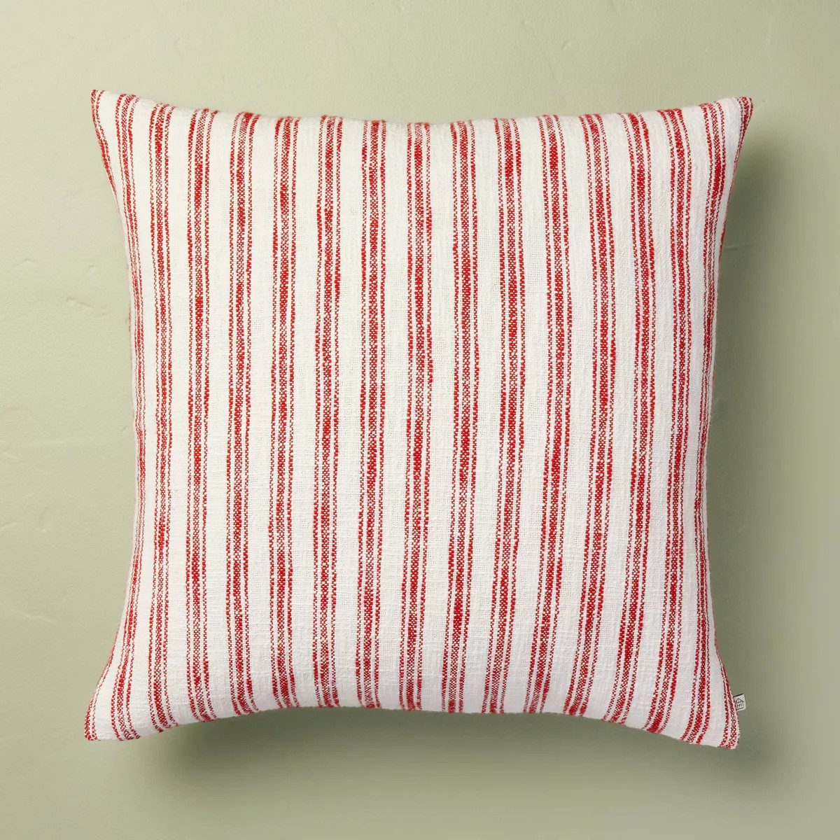 24"x24" Ticking Stripe Square Throw Pillow Red/Cream - Hearth & Hand™ with Magnolia | Target