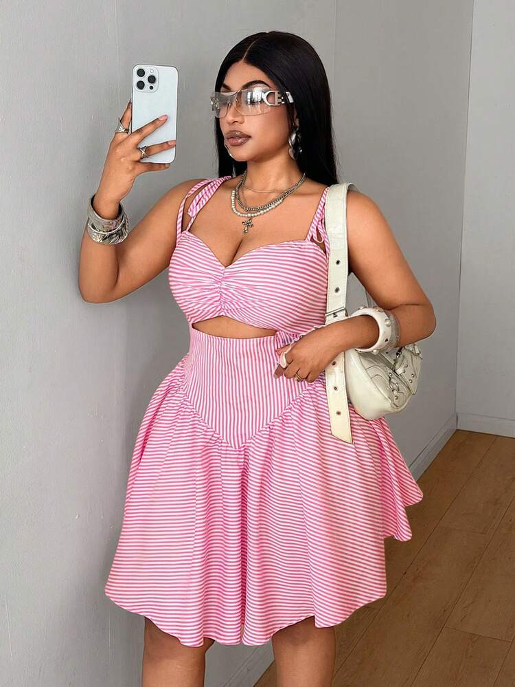 Maweii Plus Size Refreshing Mori Style Korean Elegant Spaghetti Strap Dress | SHEIN