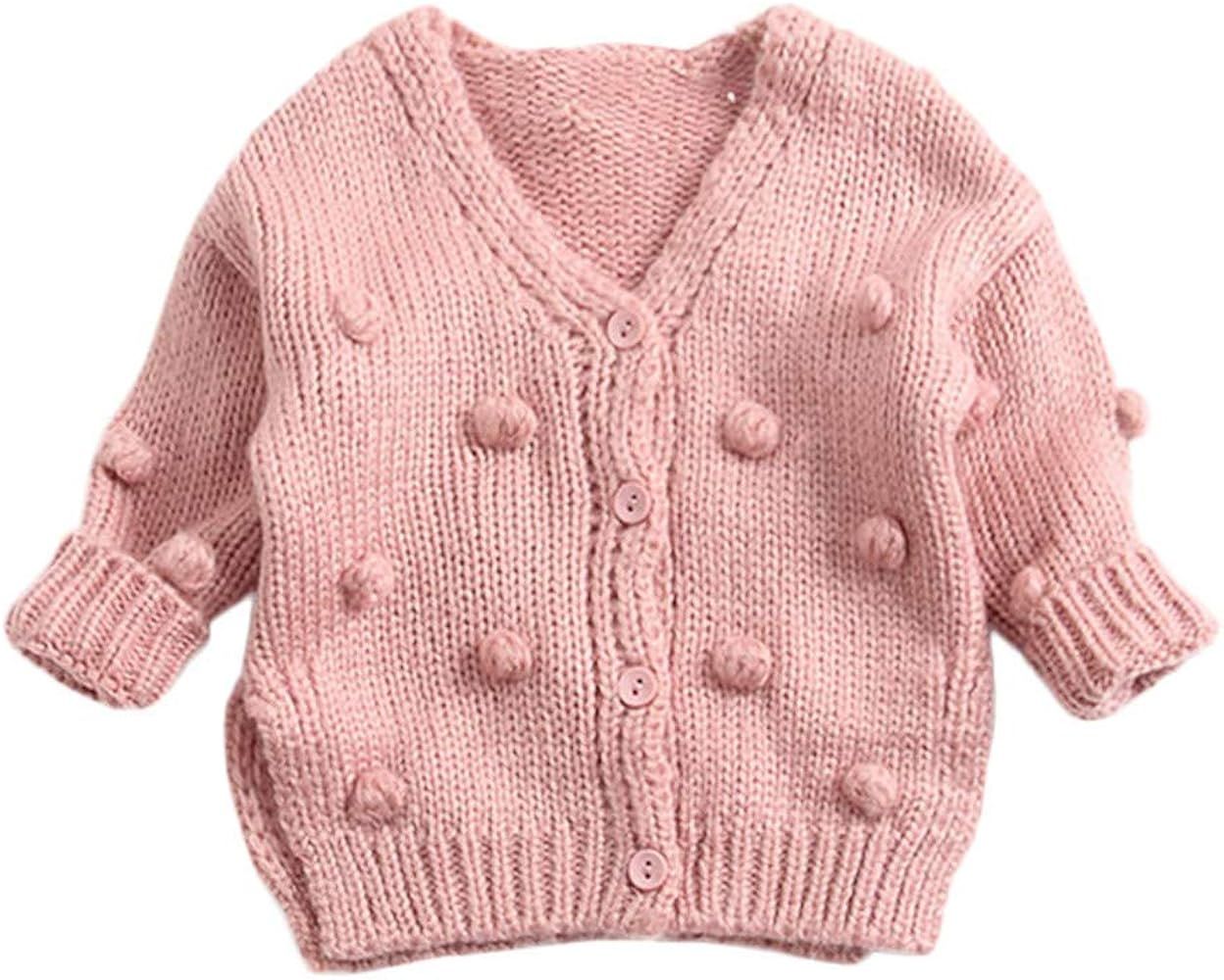 Toddler Newborn Baby Boys Girls Pompoms Soft Cardigan Sweater Kids Warm Knitted Pullover Tops Win... | Amazon (US)