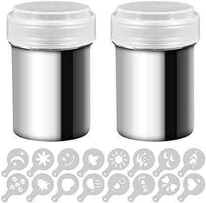 2 Stainless Steel Powder Shakers, SENHAI Mesh Shaker Powder Cans for Coffee Cocoa Cinnamon Powder... | Amazon (US)