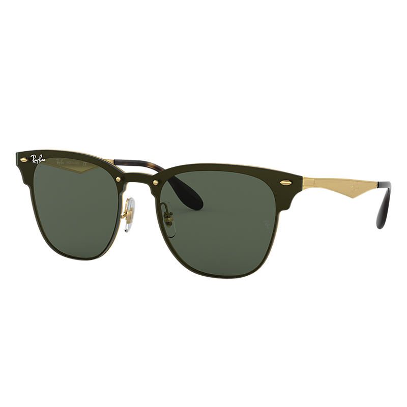 Ray-Ban Blaze Clubmaster Gold Sunglasses, Green Lenses - Rb3576n | Ray-Ban (US)