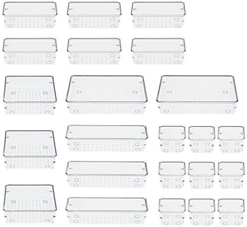 23 Pcs Drawer Organizer Makeup Drawer Organizer 5 Size Bathroom Drawer Organizer Plastic Clear St... | Amazon (US)