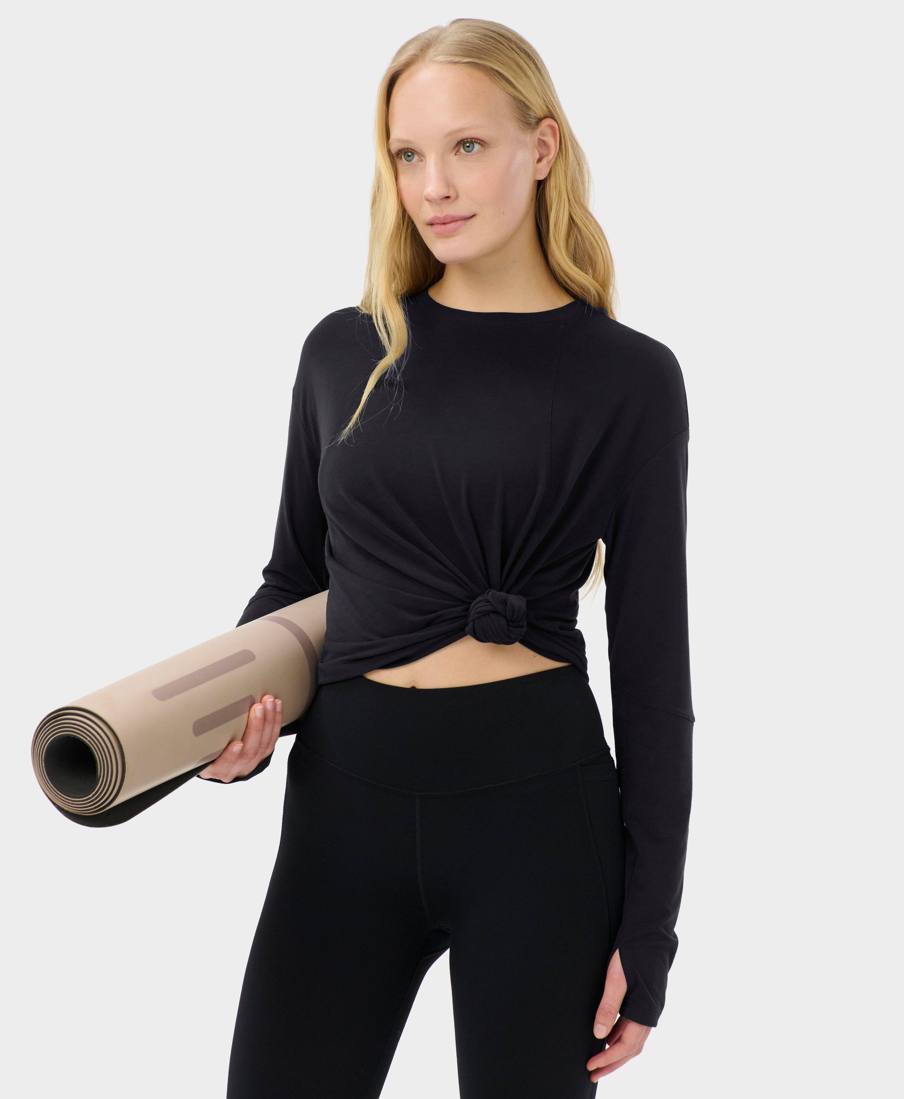 Soft Flow Studio Long Sleeve Top - Black | Women's Base Layers & Long Sleeve Tops | Sweaty Betty | Sweaty Betty UK