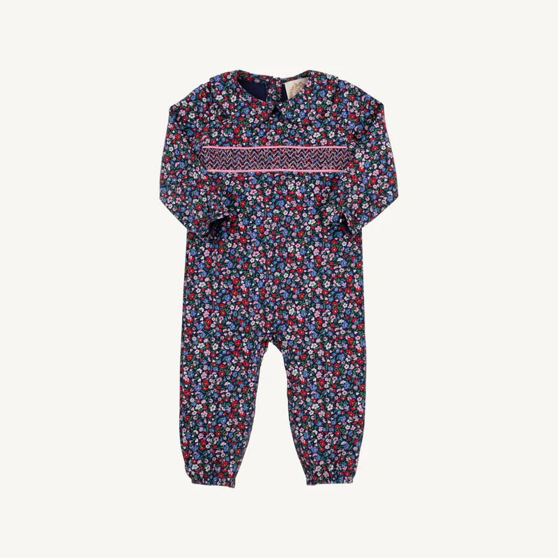Rigsby Romper - Fairfax Farm Floral with Hamptons Hot Pink | The Beaufort Bonnet Company