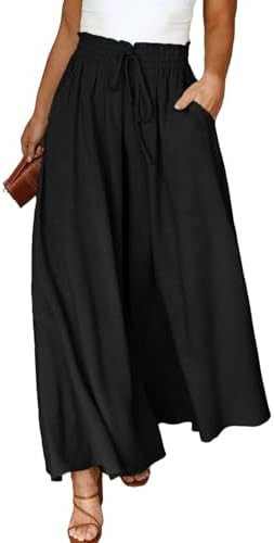 Eytino Womens Plus Size Wide Leg Pants Casual Elastic High Waist Flowy Pants Drawstring Palazzo P... | Amazon (US)