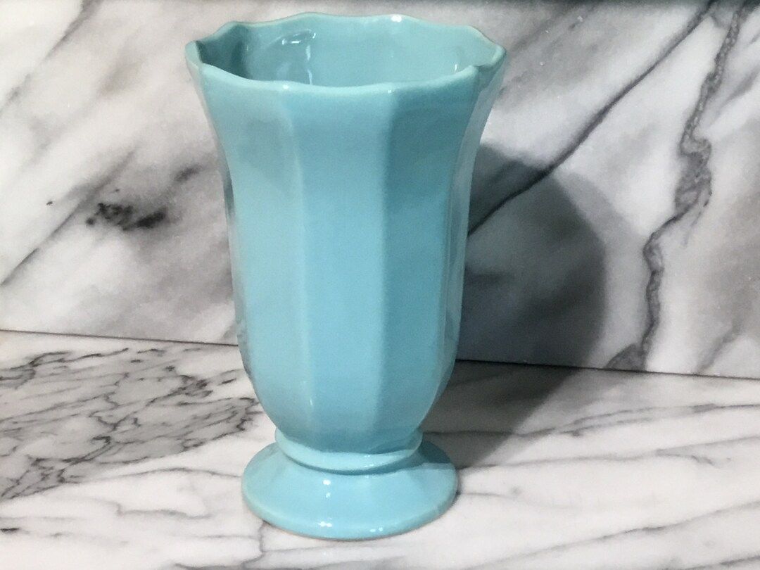 Vintage Mccoy Turquoise/robin Egg Blue/pottery Vase - Etsy | Etsy (US)