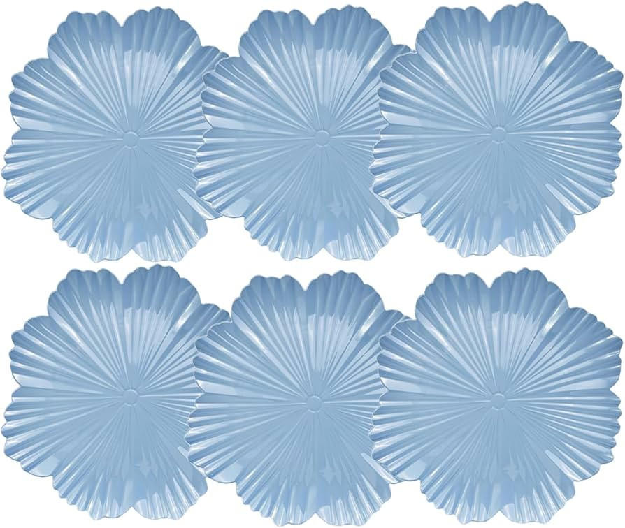Blue Charger Plates Flower Shape, 13 Inch.Set of 6 Plastic Decorative Plates for Table Setting, P... | Amazon (US)