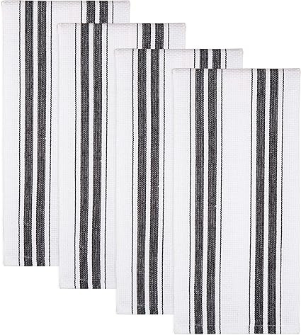 Sticky Toffee Cotton Kitchen Dish Towels, 4 Pack, 27.5 in x 19.5 in, Basket Weave Black | Amazon (US)