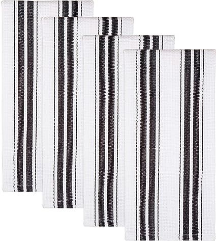 Sticky Toffee Cotton Kitchen Dish Towels, 4 Pack, 27.5 in x 19.5 in, Basket Weave Black | Amazon (US)