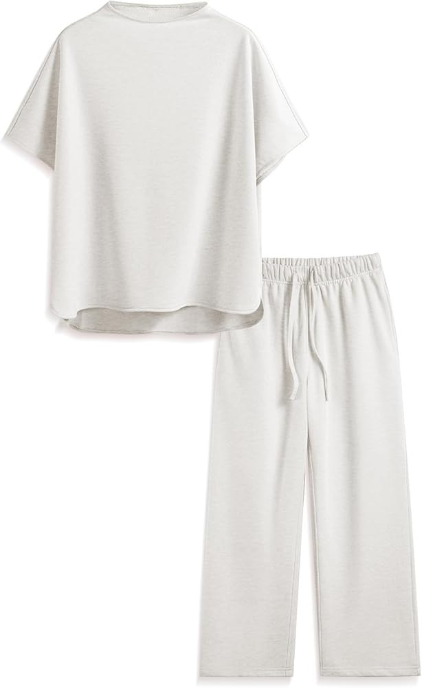 Songling 2 Piece Sets For Women Short Sleeve Pullover Tops and Wide Leg Pants Travel Lounge Match... | Amazon (US)