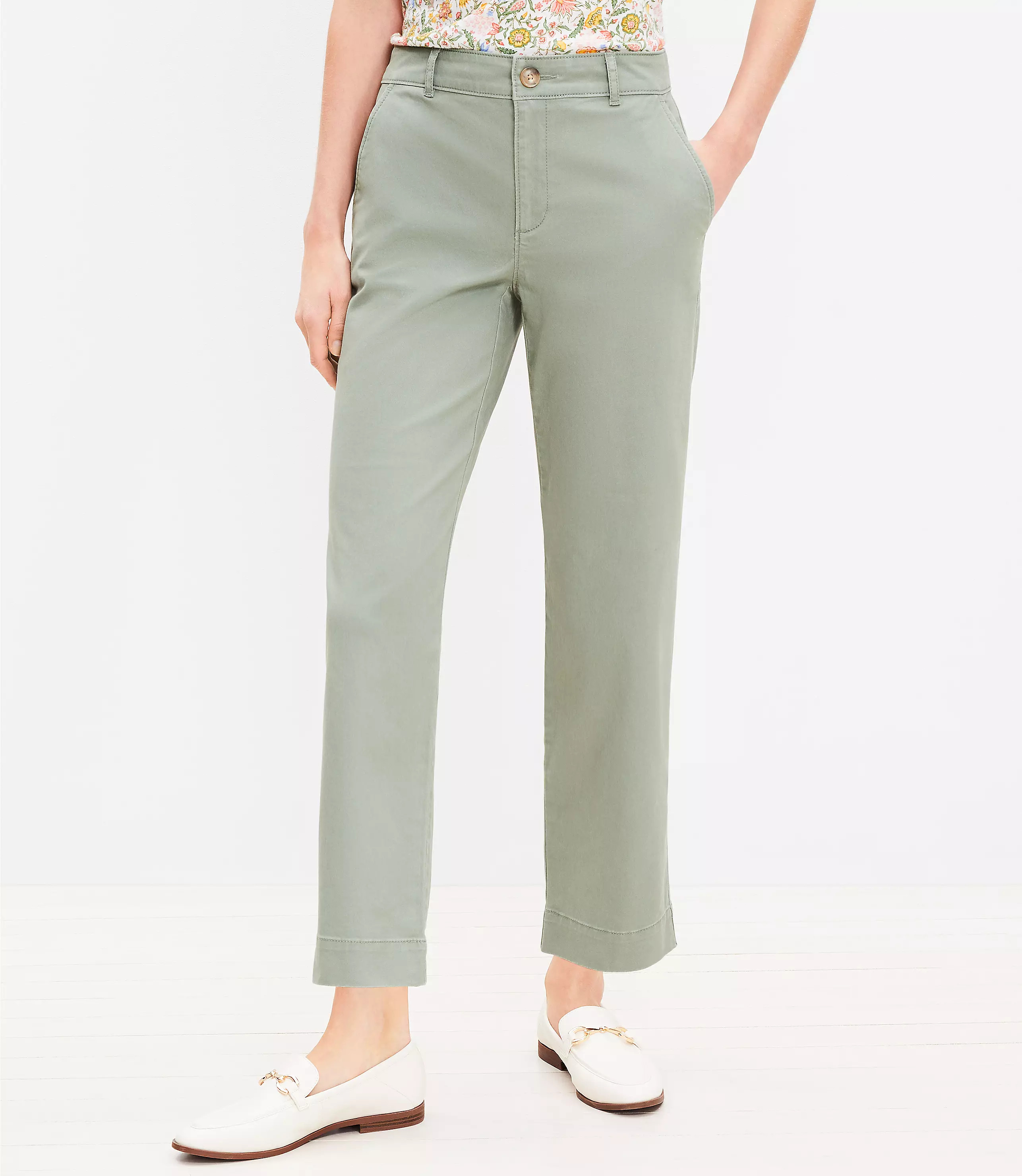 Straight Ankle Pants in Twill | LOFT