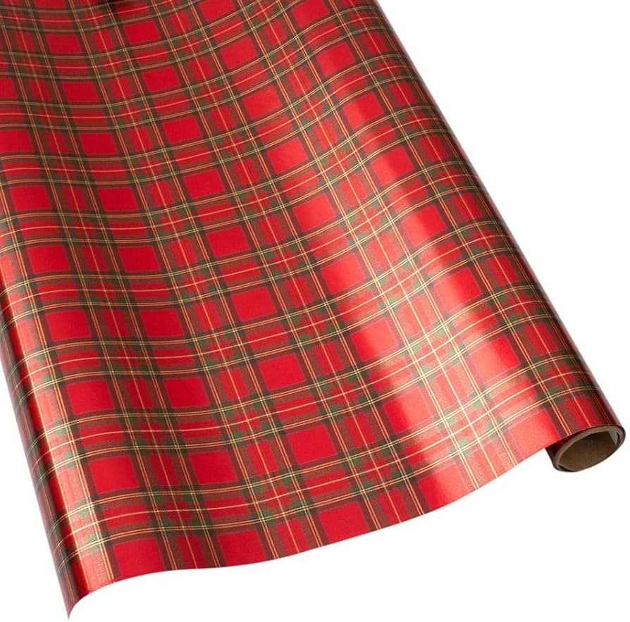 Caspari Royal Plaid Foil Gift Wrapping Paper - One 30 in. x 6 ft. Roll | Amazon (US)