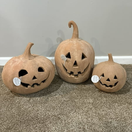 Jollup Set of 3 NEW Pottery Barn Handmade Terracotta Jack O Lantern Pumpkins | Walmart (US)