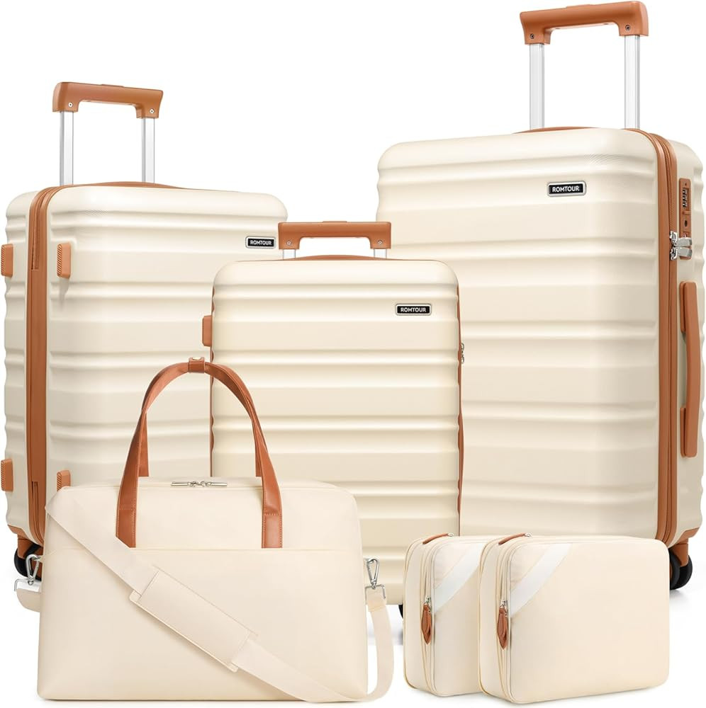 Suitcase Set PC Hard Shell, 20/24/28 IN Expandable Carry On Luggage with TSA Lock Spinner Wheels Extension Handle, Luggage Set 6 Piece | Amazon (US)