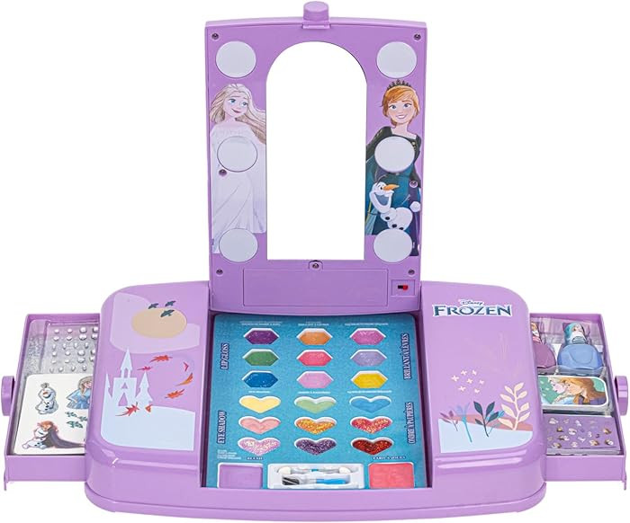 Disney Frozen Beauty Vanity Set with Light-Up Mirror, Includes Lip Gloss, Eyeshadow, Blush, Brush... | Amazon (US)