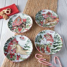 Homestead Christmas Salad/Appetizer Plate Set of 4 | Rod's Western Palace/ Country Grace