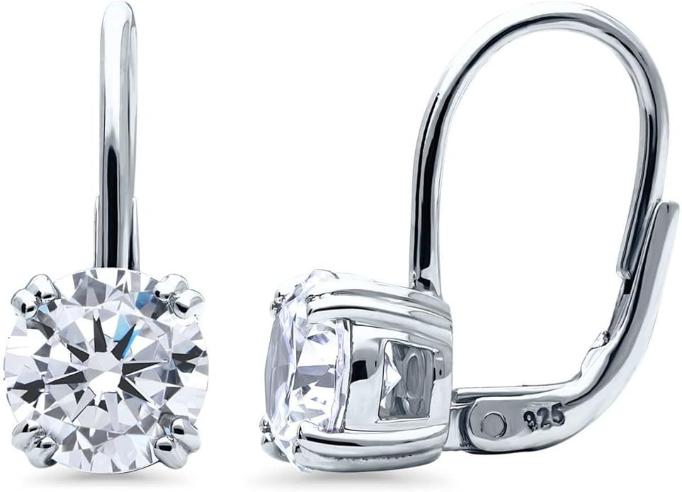 BERRICLE Sterling Silver CZ Solitaire Cubic Zirconia Leverback Drop Dangle Earrings for Women, As... | Amazon (US)