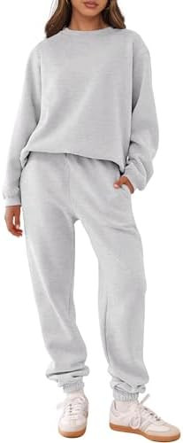 ANRABESS Women's Two Piece Outfits Sweatsuit Lounge Set Long Sleeve Crewneck Sweatshirt Jogger Pa... | Amazon (US)