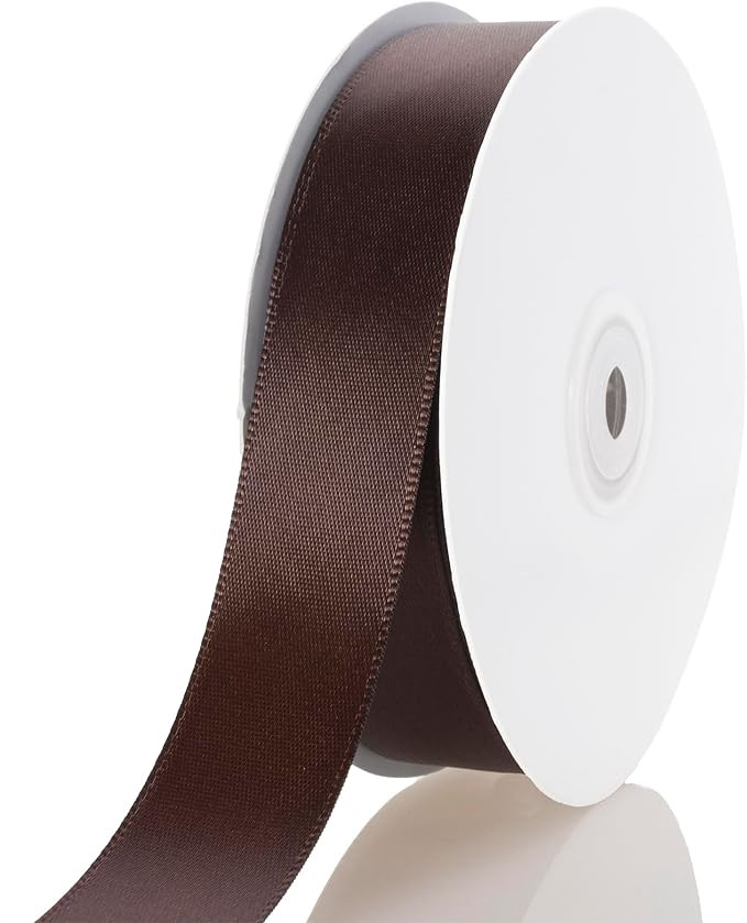 1 Inch Brown Ribbon, 50 Yards Craft Polyester Satin Ribbon Perfect for Gift Wrapping, Handmade Ro... | Amazon (US)