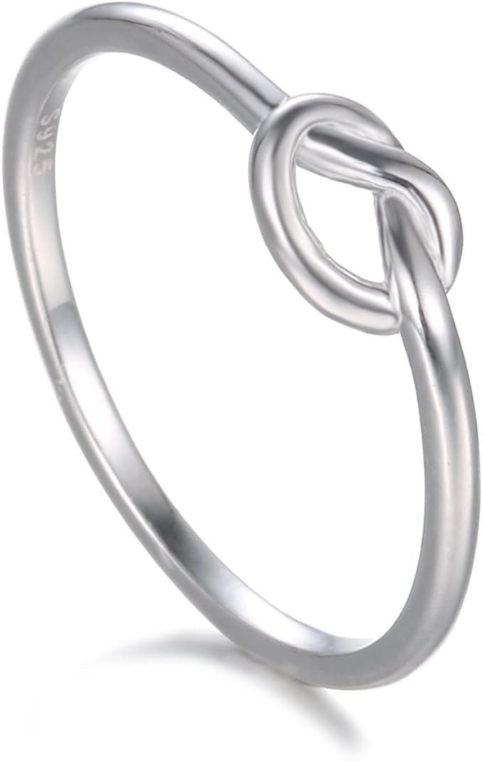 BORUO 925 Sterling Silver Ring Love Knot Promise Friendship High Polish Comfort Fit Band Ring Siz... | Amazon (US)