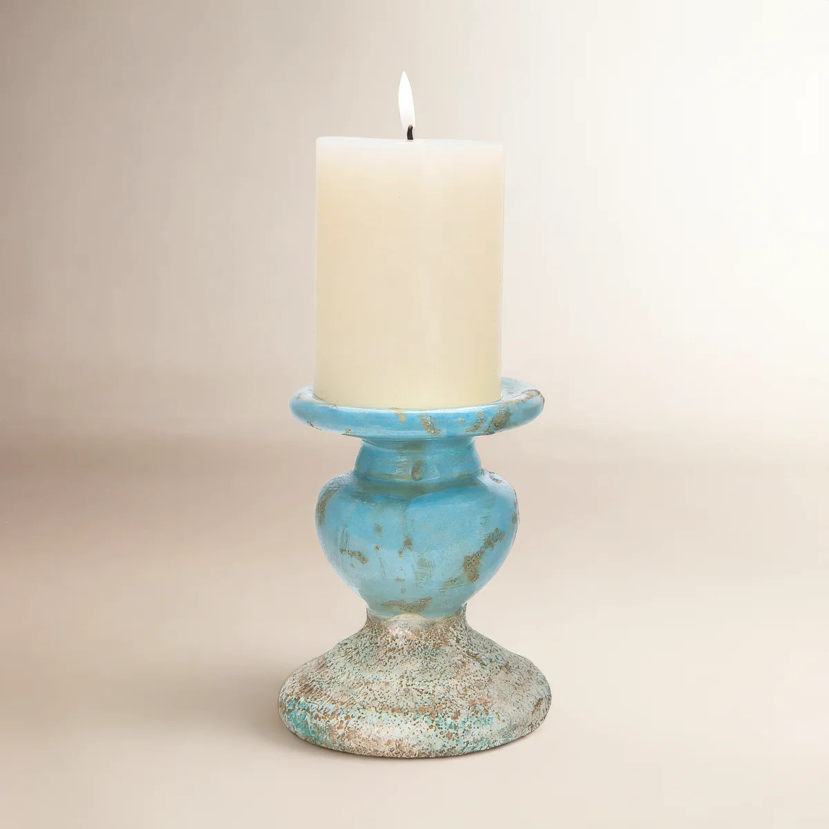 Small Distressed Round Terra-cotta Pillar Candleholder | Wayfair North America
