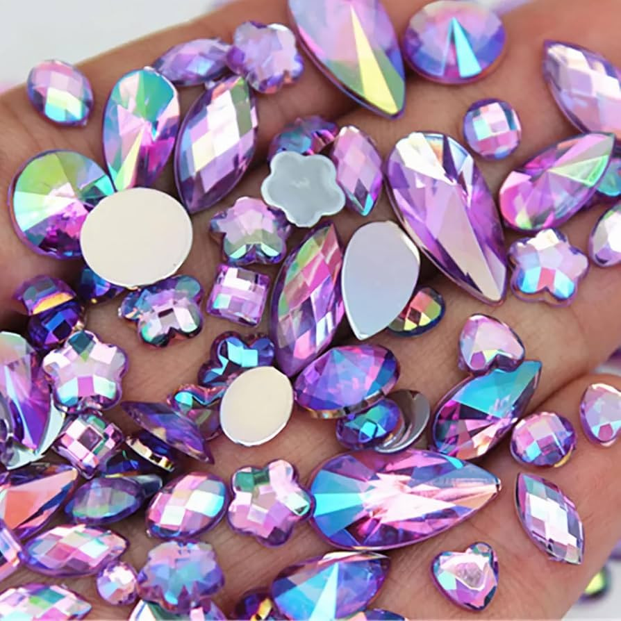 1000pcs AB Flatback Rhinestones Crystal Gems Mixed Sizes Acrylic Craft Gemstone Jewels for DIY Co... | Amazon (US)
