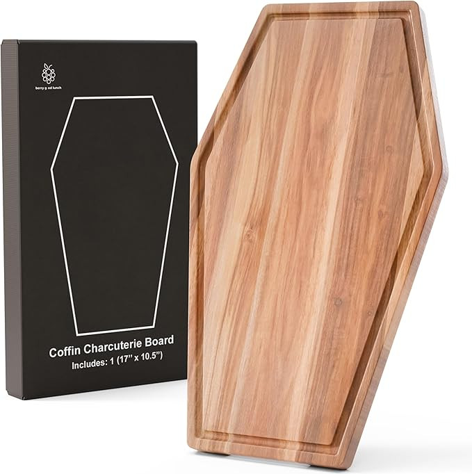New - Large Coffin Charcuterie Board - Gothic Acacia Wood Coffin Shaped Cutting Board 17x10.5inch... | Amazon (US)